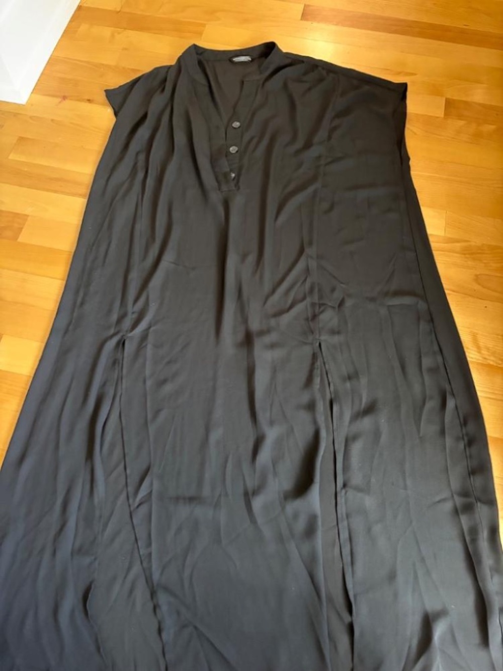 NWOT - SHEIN Black Sheer Maxi Cover Up Caftan Double Front Slit Tunic